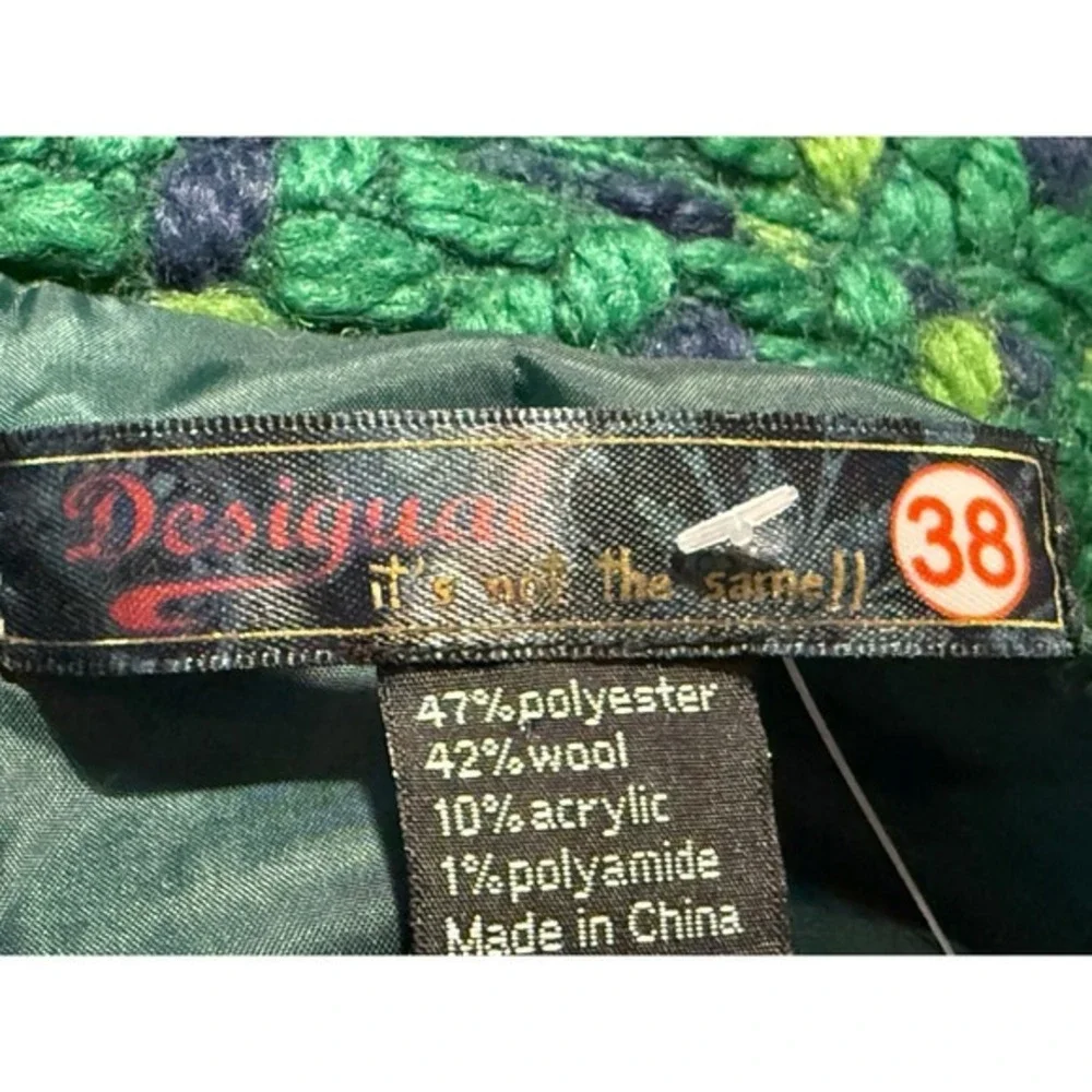 Desigual Nini Chunky Knit Coat Women 38‎ XS Wool Blend Boho Artsy Jacket